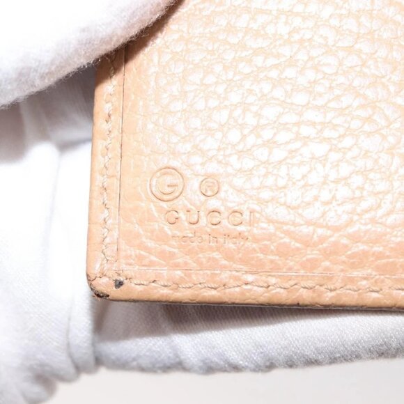 GUCCI Bifold Wallet Leather Outlet Beige Gold Beige - Picture 8 of 16